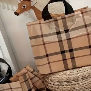 Stylish Designer Plaid Gift Bags Durable PVC, Shopping 5 pieces